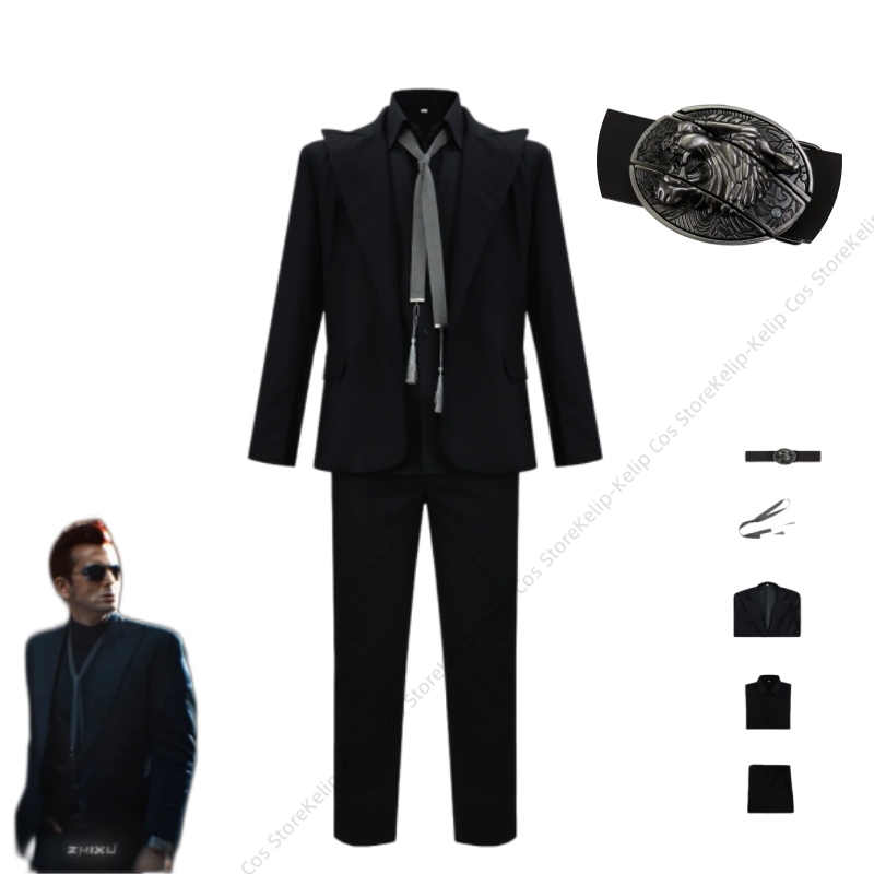 Womens Blazer - โก ครอว์ลีย์คอสเพลย์เครื่องแต่งกายสีดำสลิมฟิตสูทเดมอน เอเลแกนท์ เรโทร เบลเซอร์ชุดกางเกงสำหรับผู้ใหญ่ชายชุดปาร์ตี้ฮาโลวีน