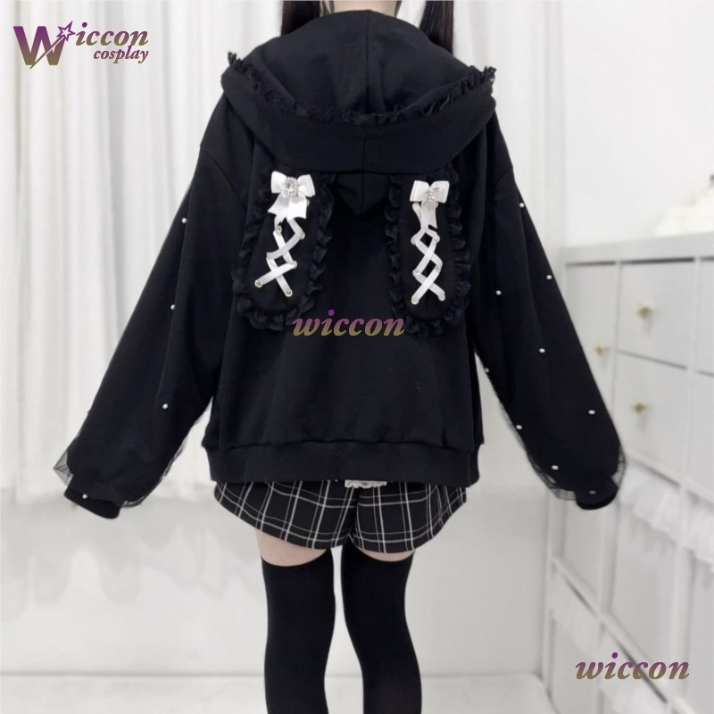 Formal Skirt - เสื้อฮู้ดดี้หูกระต่าย ดีไซน์หรูหรา สไตล์ลำลอง น่ารักแบบคาวาอี้ เสื้อคลุมผู้หญิง จิไร