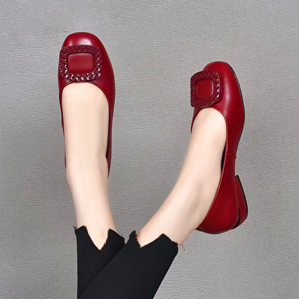 Womens Heels - รองเท้าหนังสำหรับผู้หญิง ทำจากหนังวัวเนื้อนุ่ม พื้นรองเท้านุ่ม เหมาะสำหรับฤดูใบไม้ผลิและฤดูใบไม้ร่วง รองเท้าสำหรับงานเฉลิมฉลอง งานแต่งงาน