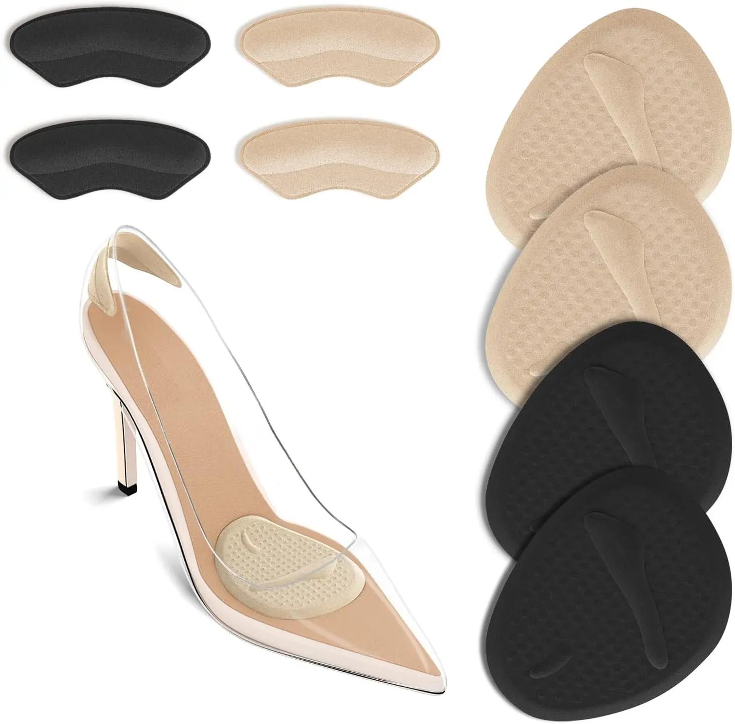 Womens Heels - แผ่นรองส้นเท้า 2 ชุด, แผ่นรองฝ่าเท้า, แผ่นรองกระดูกฝ่าเท้า, แผ่นรองรองเท้าสำหรับผู้หญิง,