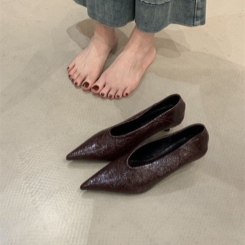รองเท้าส้นเตี้ยหัวแหลมแบบสวม ส - Womens Heels บทวิจารณ์และราคา