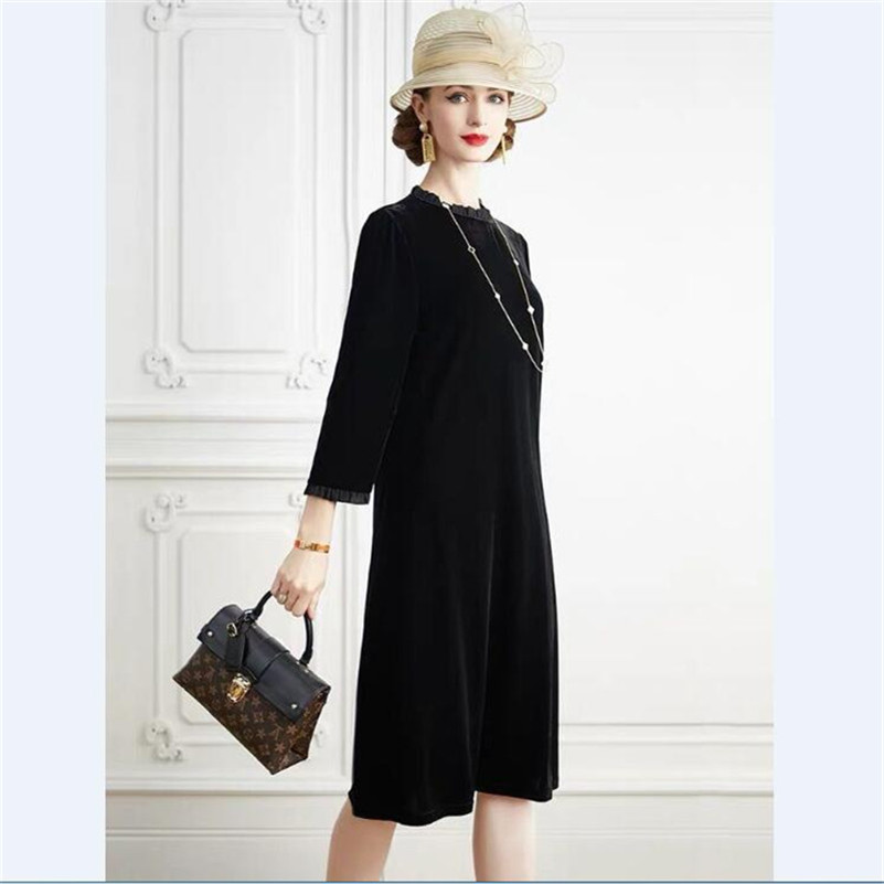 เดรสกำมะหยี่ทรงเอไลน์สำหรับผู้ - Midi Dress บทวิจารณ์และราคา
