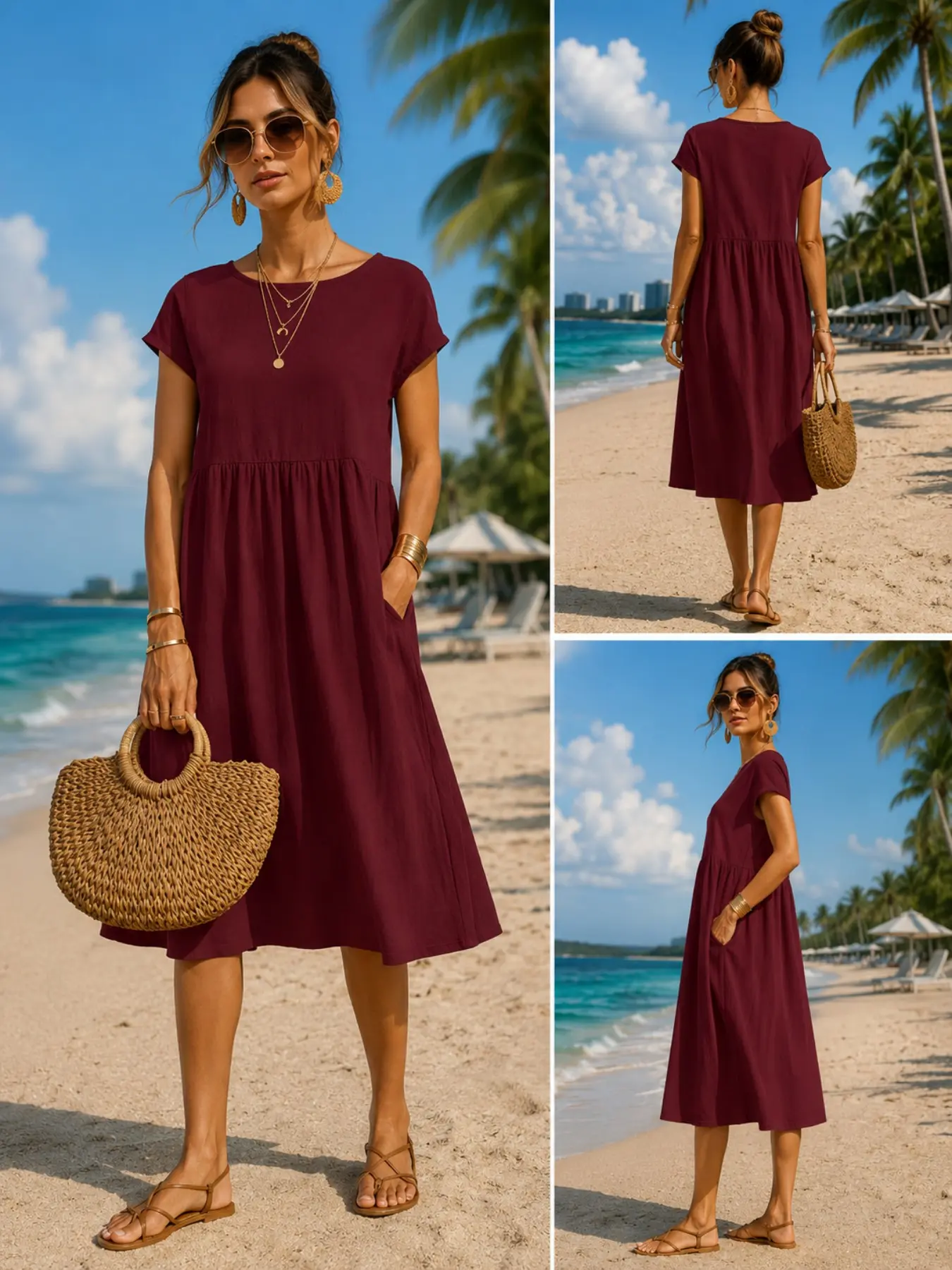 ชุดเดรสยาวระดับกลางสำหรับผู้หญ - Midi Dress บทวิจารณ์และราคา