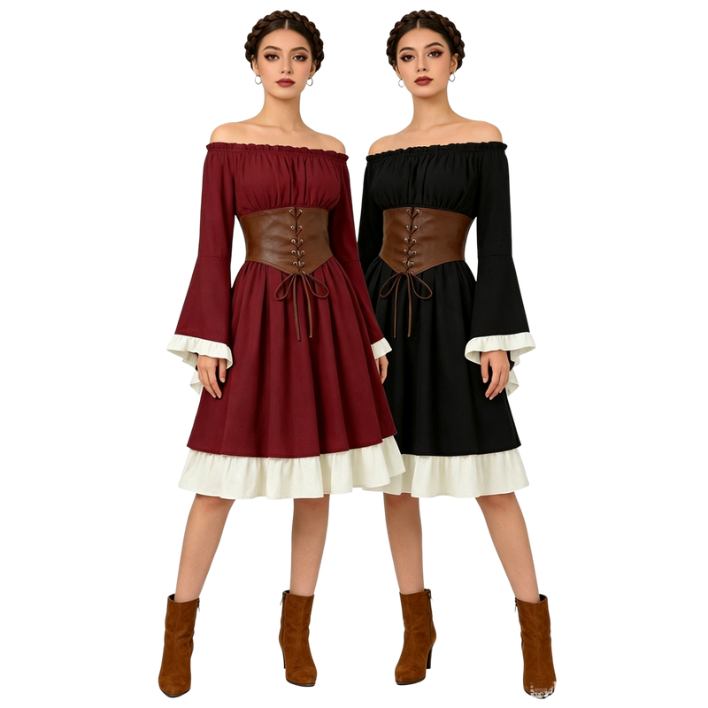 ชุดเดรสยาวปานกลางสไตล์ยุคกลางเ - Midi Dress บทวิจารณ์และราคา