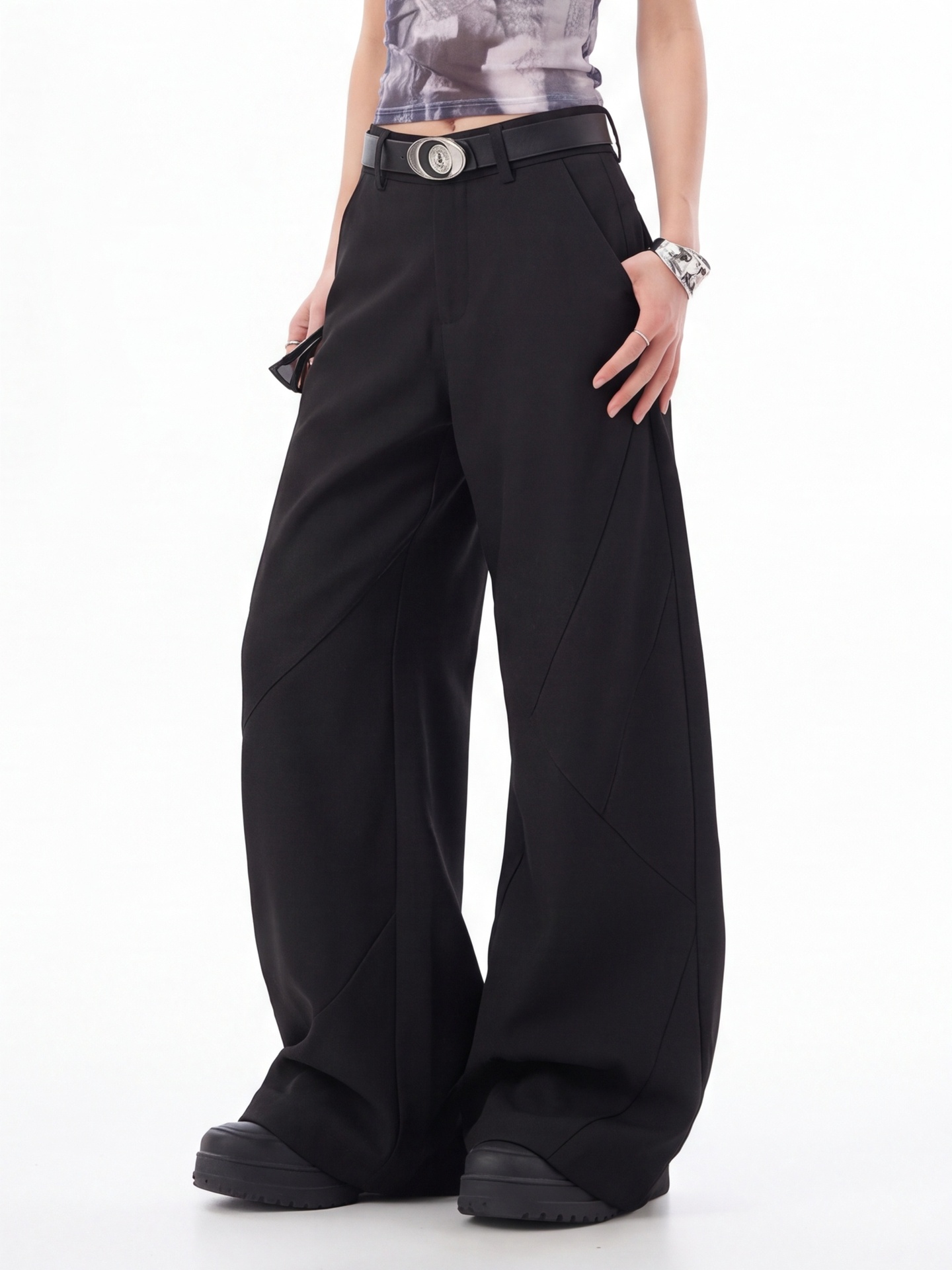 กางเกงเอวสูงสีดำสำหรับผู้หญิง  - Tailored Trouser Wide บทวิจารณ์และราคา